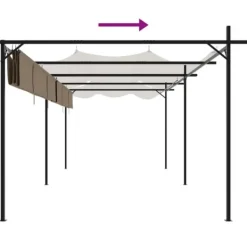 New The Living Store pergola med sammenrulleligt tag 589x292x230 cm gråbrun - Festtelte & havepavilloner Buer, Spalier, Lysthuse Uden Tag