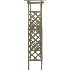 Sale The Living Store pergola med låge 116x40x204 cm massivt grantræ grå - Havebuer, espalierer & pergolaer Buer, Spalier, Lysthuse Uden Tag