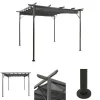 Buer, Spalier, Lysthuse Uden Tag^The Living Store pergola med sammenrulleligt tag 3x3 m 180 g/m² antracitgrå - Havebuer, espalierer & pergolaer
