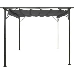 Buer, Spalier, Lysthuse Uden Tag^The Living Store pergola med sammenrulleligt tag 3x3 m 180 g/m² antracitgrå - Havebuer, espalierer & pergolaer