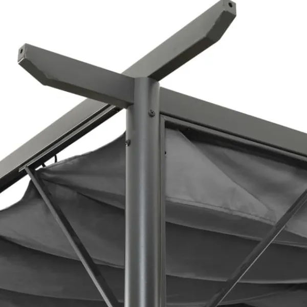 Buer, Spalier, Lysthuse Uden Tag^The Living Store pergola med sammenrulleligt tag 3x3 m 180 g/m² antracitgrå - Havebuer, espalierer & pergolaer