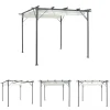 Sale The Living Store pergola med tilbagetrækkeligt tag 3x3 m stål cremefarvet - Havebuer, espalierer & pergolaer Buer, Spalier, Lysthuse Uden Tag