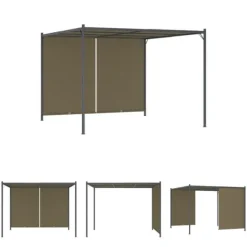 Buer, Spalier, Lysthuse Uden Tag^The Living Store pergola med tilbagetrækkeligt tag 3x3 m 180 g/m² gråbrun - Havebuer, espalierer & pergolaer