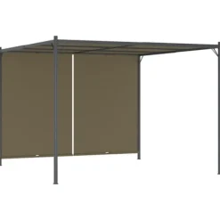 Buer, Spalier, Lysthuse Uden Tag^The Living Store pergola med tilbagetrækkeligt tag 3x3 m 180 g/m² gråbrun - Havebuer, espalierer & pergolaer