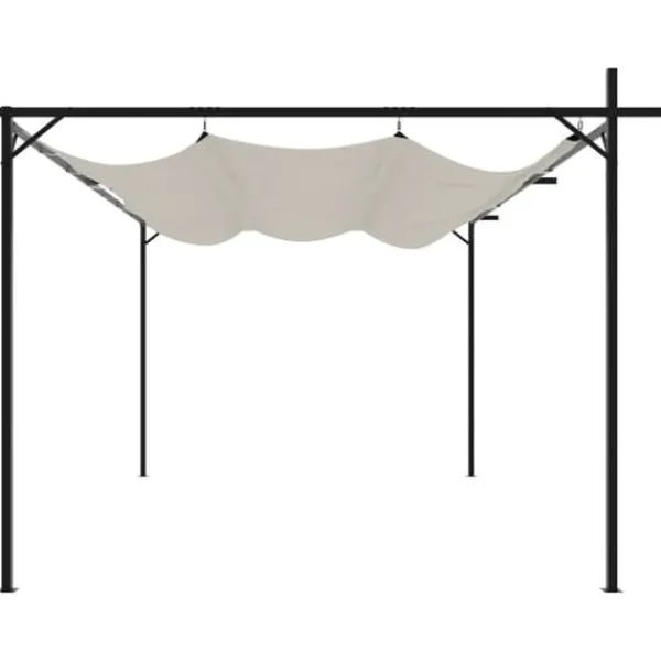 The Living Store pergola med sammenrulleligt tag 395x292x230 cm cremefarvet - Festtelte & havepavilloner Buer, Spalier, Lysthuse Uden Tag