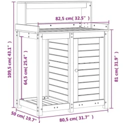 Plantningsbænke^The Living Store plantebord med hylder 82,5x50x109,5 cm massivt douglasgran - Planteborde