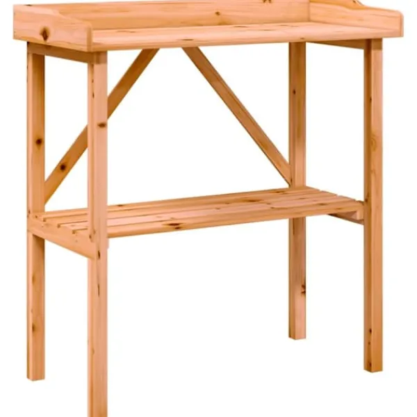 Discount The Living Store plantebord med hylde 78x38x82,5 cm massivt grantræ brun - Planteborde Plantningsbænke