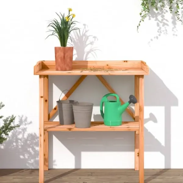 Discount The Living Store plantebord med hylde 78x38x82,5 cm massivt grantræ brun - Planteborde Plantningsbænke