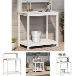 Hot The Living Store plantebord med hylder 82,5x50x109,5 cm massivt fyrretræ hvid - Planteborde Plantningsbænke