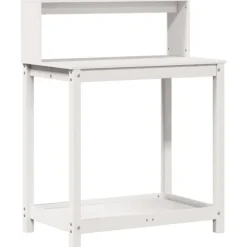 Hot The Living Store plantebord med hylder 82,5x50x109,5 cm massivt fyrretræ hvid - Planteborde Plantningsbænke