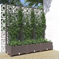Sale The Living Store plantekasse med espalier 120x40x121,5 cm PP brun - Plantekrukker Krukker & Plantebeholdere