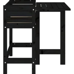 Plantningsbænke^The Living Store plantekasse med foldbar bordplade massivt fyrretræ sort - Plantekrukker