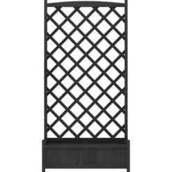 Hot The Living Store plantekasse med espalier massivt grantræ sort - Plantekrukker Buer, Spalier, Lysthuse Uden Tag