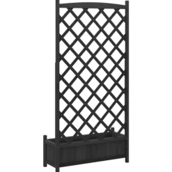 Hot The Living Store plantekasse med espalier massivt grantræ sort - Plantekrukker Buer, Spalier, Lysthuse Uden Tag
