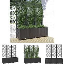 Hot The Living Store plantekasse med espalier 120x40x136 cm PP sort - Plantekrukker Krukker & Plantebeholdere