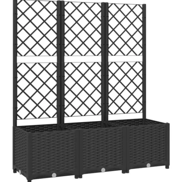 Hot The Living Store plantekasse med espalier 120x40x136 cm PP sort - Plantekrukker Krukker & Plantebeholdere