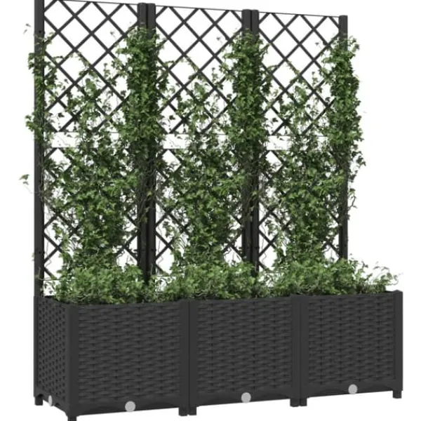 Hot The Living Store plantekasse med espalier 120x40x136 cm PP sort - Plantekrukker Krukker & Plantebeholdere