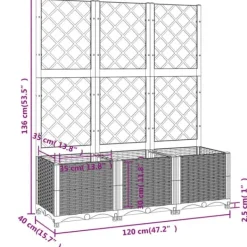 Hot The Living Store plantekasse med espalier 120x40x136 cm PP sort - Plantekrukker Krukker & Plantebeholdere