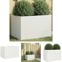 New The Living Store plantekasse 62x40x39 cm koldvalset stål hvid - Plantekrukker Krukker & Plantebeholdere