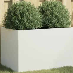 New The Living Store plantekasse 62x40x39 cm koldvalset stål hvid - Plantekrukker Krukker & Plantebeholdere
