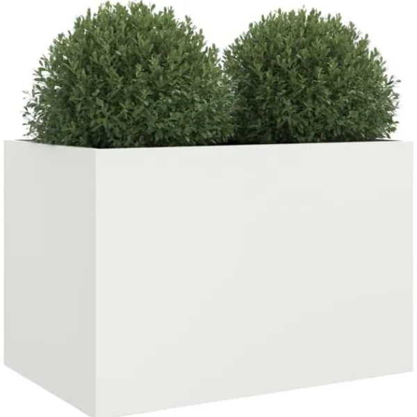 New The Living Store plantekasse 62x40x39 cm koldvalset stål hvid - Plantekrukker Krukker & Plantebeholdere