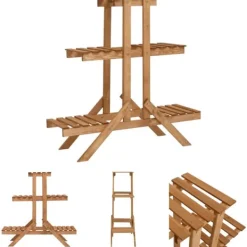 Plantestativer^The Living Store plantestativ 83x25x83 cm fyrretræ - Planteborde