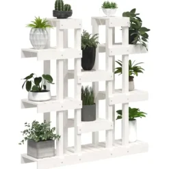 Sale The Living Store plantestativ 104,5x25x109,5 cm massivt fyrretræ hvid - Planteborde Plantestativer