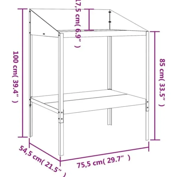 Plantestativer^The Living Store plantestativ 75,5x54,5x100 cm galvaniseret stål antracitgrå - Planteborde