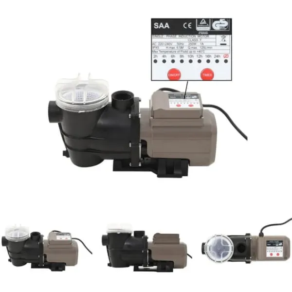 Best The Living Store poolpumpe med timer 0,25 HK 8000 l/t. sort - Pool & spa – filtre Pool- & Spatilbehør
