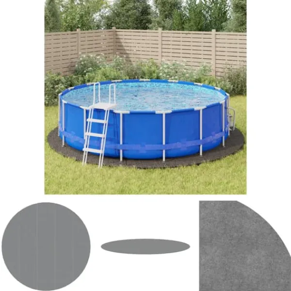 Pool- & Spatilbehør^The Living Store poolunderlag Ø550 cm polyester-geotekstil lysegrå - Poolovertræk