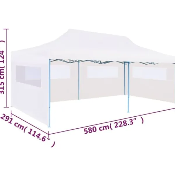 New The Living Store pop op-festtelt 3x6 m med sidevægge foldbart stål hvid - Festtelte & havepavilloner Telte & Lysthuse