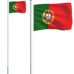 Outlet The Living Store Portugal flag og flagstang 6,23 m aluminium - Flag & vimpler Flag & Vindposer