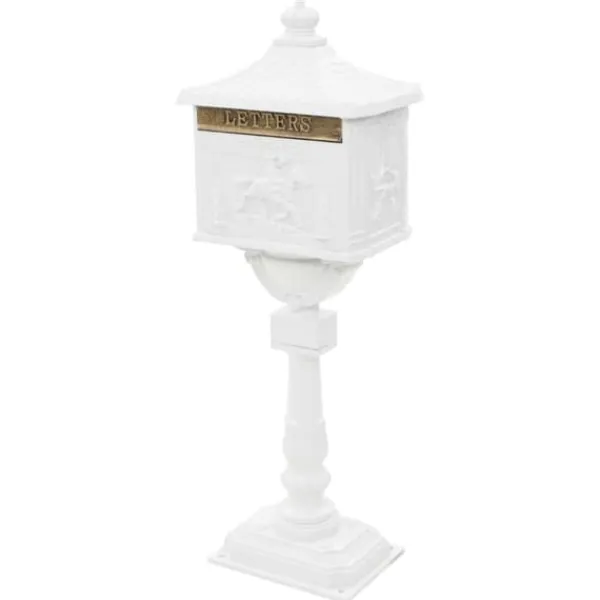 Postkasser & Brevindkast^The Living Store postkasse med piedestal aluminium vintagestil rustbestandig hvid - Postkasser