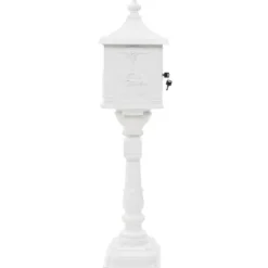 Postkasser & Brevindkast^The Living Store postkasse med piedestal aluminium vintagestil rustbestandig hvid - Postkasser