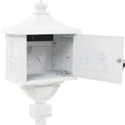 Postkasser & Brevindkast^The Living Store postkasse med piedestal aluminium vintagestil rustbestandig hvid - Postkasser