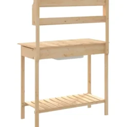 Discount The Living Store pottebænk med vask 147,5x44x139,5 cm massivt grantræ - Planteborde Plantningsbænke