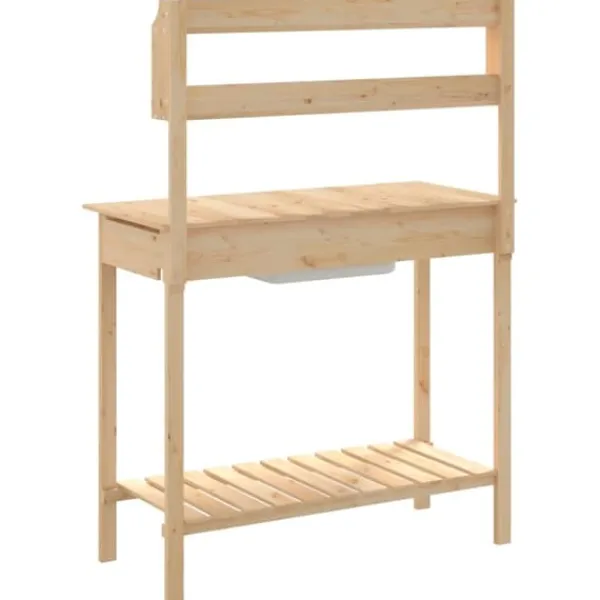 Discount The Living Store pottebænk med vask 147,5x44x139,5 cm massivt grantræ - Planteborde Plantningsbænke