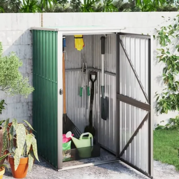 Skure, Garager & Carports^The Living Store redskabsskur til haven 88x89x161 cm galvaniseret stål grøn - Skure & Redskabsskure