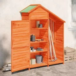 Skure, Garager & Carports^The Living Store redskabsskur til haven 120x53,5x170 cm massivt fyrretræ brun - Skure & Redskabsskure