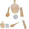 Sale The Living Store saunatilbehør 5 dele spand ske timeglas termohygrometer - Saunatilbehør Sauna