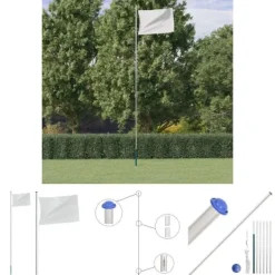 Clearance The Living Store sektionsinddelt flagstang 6,23 m aluminium sølvfarvet - Flag & vimpler Flag & Vindposer