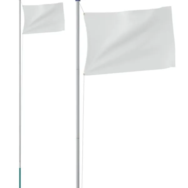 Clearance The Living Store sektionsinddelt flagstang 6,23 m aluminium sølvfarvet - Flag & vimpler Flag & Vindposer