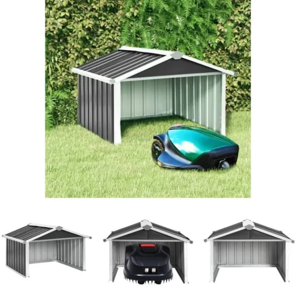 New The Living Store skur til robotplæneklipper 92x97x63 cm galvaniseret stål grå - Skure & Redskabsskure Skure, Garager & Carports