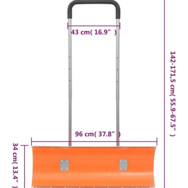 Snerydning^The Living Store sneskovl med udvideligt håndtag 96 cm stålblad orange - Sneskovle