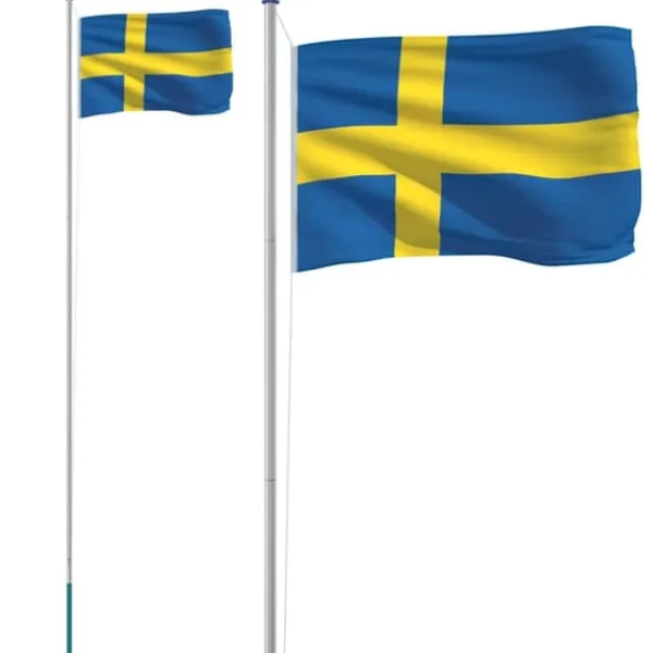 Flag & Vindposer^The Living Store Sverige flag og flagstang 6,23 m aluminium - Flag & vimpler