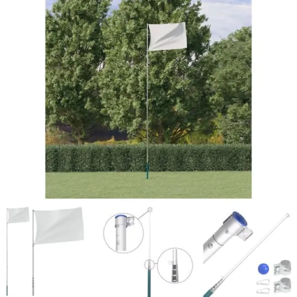 Flag & Vindposer^The Living Store teleskopflagstang 5,5 m aluminium sølvfarvet - Flag & vimpler