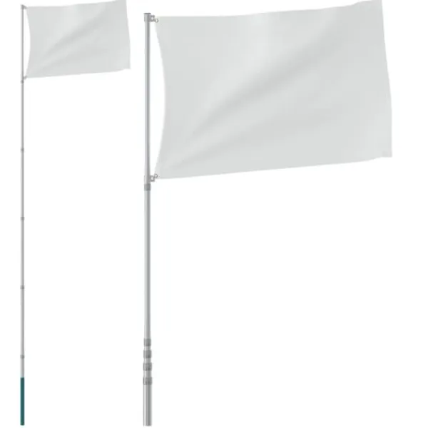 Flag & Vindposer^The Living Store teleskopflagstang 5,5 m aluminium sølvfarvet - Flag & vimpler