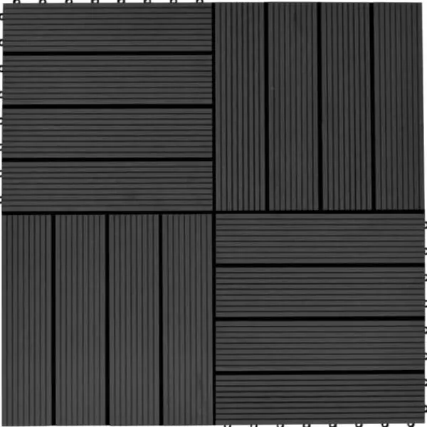Havedekorationer^The Living Store terrassefliser 11 stk. WPC 30 x 30 cm 1 m2 sort - Gulve