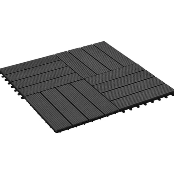 Havedekorationer^The Living Store terrassefliser 11 stk. WPC 30 x 30 cm 1 m2 sort - Gulve