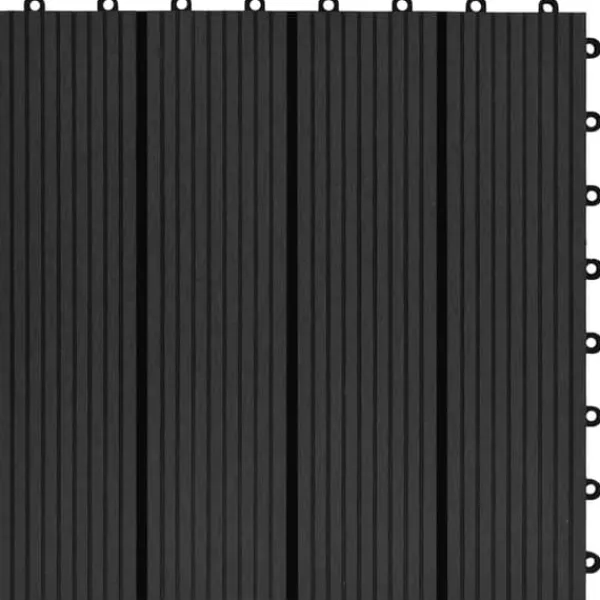 Havedekorationer^The Living Store terrassefliser 11 stk. WPC 30 x 30 cm 1 m2 sort - Gulve